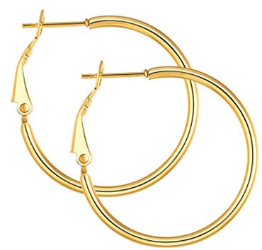 PROSTEEL Damen Creolen 30mm Groß Ring Kreis Ohrringe 18K vergoldet Simpel Stil Huggie Hoop Klappcreolen Frauen Mädchen Ohrschmuck Accessoire für Party Weihnachten