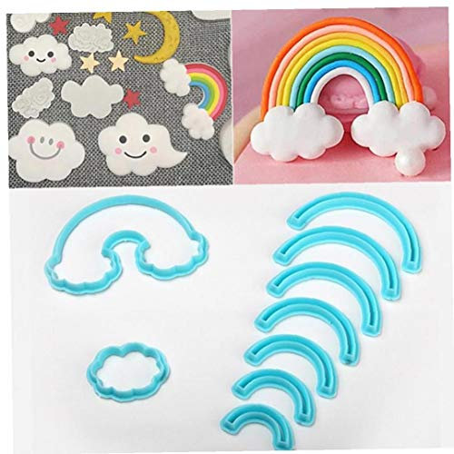 Angoter 9PCS Regenbogen Ausstechform Maß 3D Printed Fondant Ausstecher-Biskuit-Form für Kuchen, der Werkzeuge