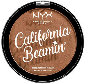 NYX Professional Makeup California Beamin' Bronzer Puder für Gesicht und Körper, Schimmerndes Kompaktpuder, Vegane Formel, Satin Finish, 14 g, Farbton: Sunset Vibes