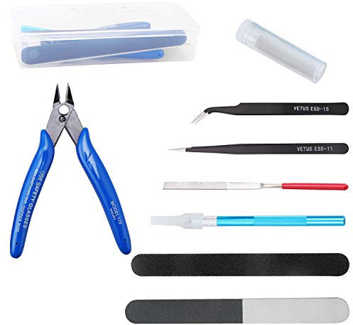 WiMas 9PCS Universal Gundam Model Tools Kit, Hobby Building Craft Set with A Plastic Box for Basic Model Building Repairing and Fixing