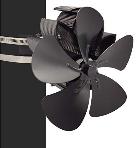 Wärmebetriebener Ofenlüfter Mit 4 Flügeln, Holzbrenner/Kamin - Umweltfreundliche Und Effiziente Wärmeverteilung,Schwarz