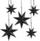 Faltstern Weihnachten, 7 Zacken Faltsterne Schwarz 5 Stück, 2 Stück Durchmesser 40 cm, 3 Stück Durchmesser 25 cm, Sterne Papier zum Fenster Dekoration, Advent, Weihnachtsbaum