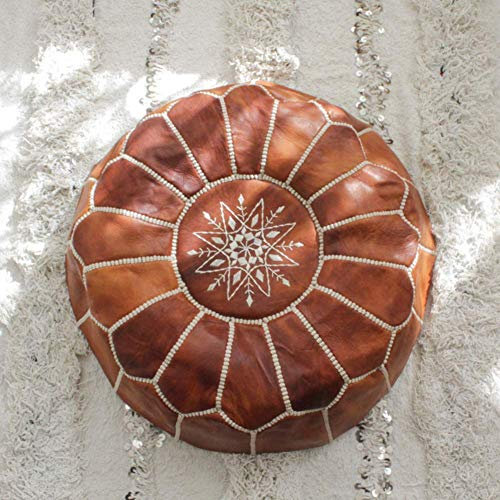MFLASMF Hocker Osmanischer, marokkanischer Fußschemel Ungefülltes Leder Komfortkissenbezug Runder Sitzsack Große Fußstütze Boho Decor-a 50x40cm (20x16inch)