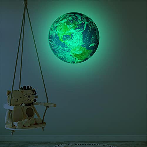 Erde Wandsticker Leuchtaufkleber- groß Leuchtsticker 30cm Erde Fluoreszierend Wandaufkleber Hausdekoration für Kinderzimmer Schlafzimmer Wohnzimmer