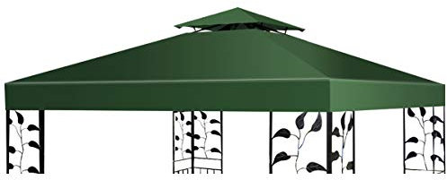 RELAX4LIFE Telo di Ricambio per Gazebo, Baldacchino a Doppio Strato con Camino Airvent, Tessuto Impermeabile, Telo Quadrato 3 x 3 m per Gazebo e Pergola Esterna (Verde)