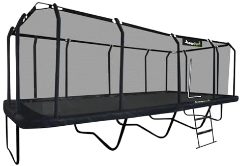 Jump PRO Giant Rectangular Trampoline 23ft x 10ft. Worlds largest Rectangular trampoline. Highest Specification, rust resistant frame. Unique Safety Enclosure choice of fitting method to suit users.
