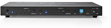 Nedis VMAT3482AT HDMI ™ Matrix Switch | 2X 4-Port | 4X HDMI™ Eingang | 1x Optisch S/PDIF / 2X 3.5 mm / 2X HDMI™ Ausgang | 4K@60Hz | 18 Gbps | ferngesteuert | Metall | Anthrazit