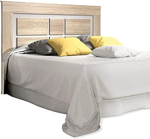 LIQUIDATOR Cabecero con Patas Modelo Lara, Color Cambrian Blanco, Cabezal Cama Matrimonio, Medidas: 120 cm (Alto) x 160 cm (Ancho) x 3.8 (Fondo)