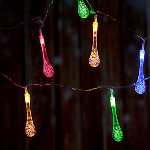 bunte LED Lichterkette Partylicht Perle Deko Sterne 30 Tropfen Leuchtdeko Balkon Stimmungslicht mit Fernbedienung Leuchtkette Garten (Kabellänge 45 m Wassertropfen)