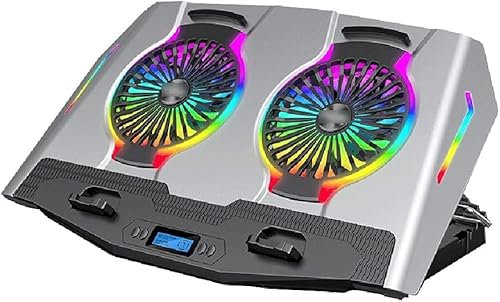 Laptop Cooler Pad Pantalla LCD de Alta definición Gaming Notebook Portable Cooling Pad Dual USB Port Fan Admite 21 Pulgadas