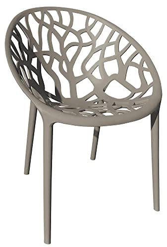 TRISENS Gartenstuhl Kunststoff Stapelstuhl Bistrostuhl Küchenstuhl Stuhl Stapelbar, Farbe:Taupe, Menge:1 St.
