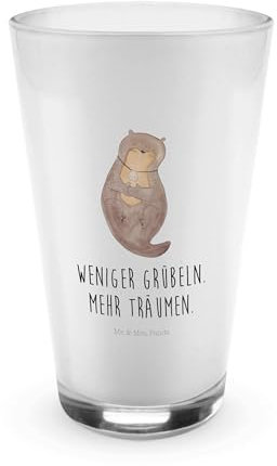 Mr. & Mrs. Panda Glas Otter Muschel - Geschenk, Fischotter, Medaillon, träumen, Cappuccino Tasse, niedlich, Seeotter, Cappuccino Glas, Motivation,