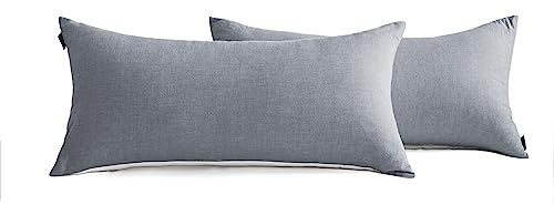 MILDLY Kissenbezug 40x80 Baumwolle mit Reißverschluss ÖKO-TEX Wolkengrau | 100% Baumwolle, Leinenoptik mit Waschung, praktischer Reißverschluss