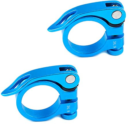 FarBoat 2pcs Bicycle Quick-release Seatpost Tightening Clamp Road Bike Seat Post Lock Saddle Pipe Fixing Collar MTB Mountain Bike Accessories (34.9mm Blue)