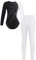 iEFiEL Mädchen Turnanzug Glitzer Gymnastik Leotard Langarm Akrobatik Anzug Tanzkostüme Turnbody Jumpsuit mit Sport Leggings Za Weiß 134-140
