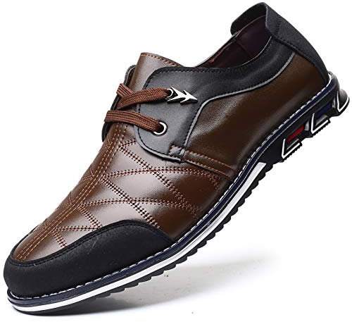 COSIDRAM Herren Schuhe Freizeitschuhe Business Mokassins Klassische Atmungsaktiver Slipper Komfort Wanderschuhe Flache Fahrschuhe Braun 45