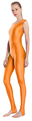 Costume de ballet pour femme - Body sans manches en élasthanne - Body pour pied, Orange, XL