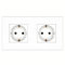 PULSAR Doppelsteckdose Unterputz 2 Fach Weiß Glas, Schuko Steckdose 230V / 16A EU-Standard Wandsteckdose Doppelt 157x86mm mit Kindersicherung