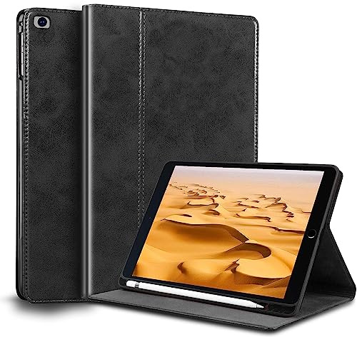 Gexmil Leather Case for iPad Mini 7.9 Inch,5th/4th Gen,Black | Leather Cover iPad Mini 2019/2015,Pencil Holder,Smart Folio Auto Sleep/Wake,Protective,Adjustable Stand