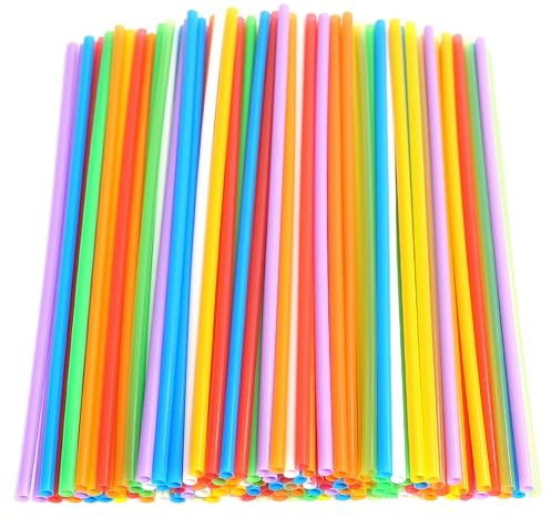 100Pcs Colorful Plastic Drinking Straws, 10.26 Inch Extra Long Disposable Straight Straws, 0.23 Inch Diameter for Iced Coffee, Juice, Soda, Cocktails, Parties and Tall Cups