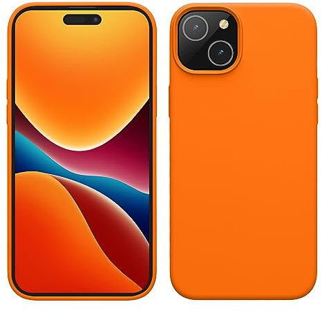 kwmobile Case for iPhone 15 Plus Case - Soft TPU Silicone Cover - Fruity Orange