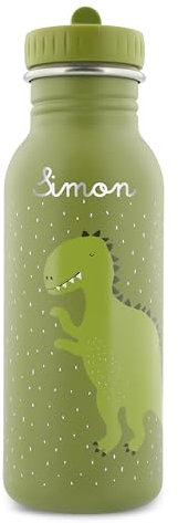 Trixie Baby Personalisierte Edelstahl Dino Kindertrinkflasche (500ml) mit Namen für Mädchen und Junge - Auslaufsicher, rostfrei & kinderfreundlich