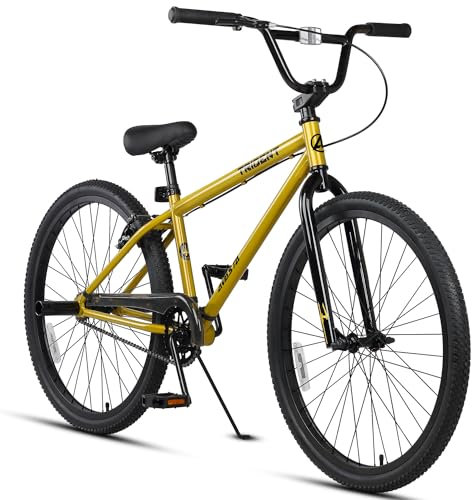 AVASTA 24 Zoll BMX Fahrräder Freestyle für Anfänger und Fortgeschrittene mit 2 Pegs Trick Cycling und Professional Riding, Gold