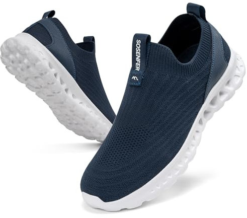 Sosenfer Herren Slip on Sneakers ohne Schnuersenkel Schuhe Mesh Atmungsaktiv Freizeitschuhe Sportschuhe Leichtgewicht Walking Turnschuhe Casual Sneaker-SHENLAN-46