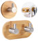 KJG Wooden Bamboo Wall Hooks, Pack of 2 304 Stainless Steel & Bamboo Towel Hooks Wood, Wood Self-Adhesive Hooks, Adhesive Hooks Wood, Rustproof, Waterproof, Adhesive Hooks for Bathroom, Kitchen,