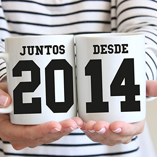 COOLPRESENTS Regalo SAN VALENTIN Hombre o Mujer, regalo aniversario pareja, TAZA personalizada con fecha, regalo para novio novia, tazas desayuno originales enamorados, taza cafe bonitas, te quiero
