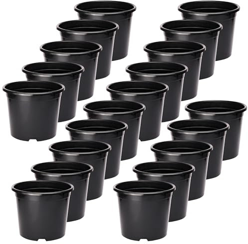 Garronda Blumentopf Kunststoff Pflanztopf rund Kräutertopf Anzuchttöpfe Blumentopf Schwarz für Innen und Aussen 35cm GD-0025 (20 Stück Schwarz, ⌀ 35 cm H 29 cm)