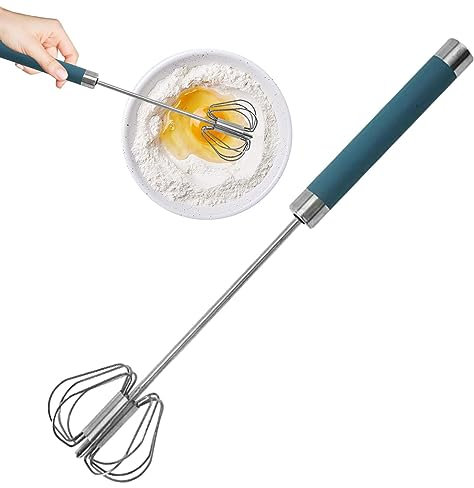 Ahuuen Halbautomatischer Schneebesen | Milchaufschäumer | Edelstahl Eierbesen | Schneebesen Rührbesen | Drehbarer -Mixer | Küchen Hand-Schneebesen | Zum Schneebesen, Schlagen, Rühren