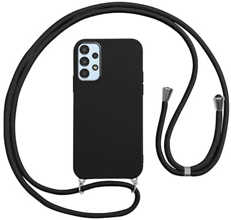 Vauki Funda con Cuerda para Samsung Galaxy A13 4G, Carcasa Silicona AntiChoque con Correa, Case con Ajustable Colgante Collar Cordón Suave Cuello para Samsung A13 4G Móvil Teléfono, Negro