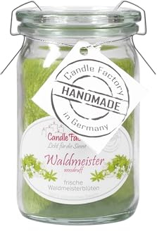 Candle Factory Baby Jumbo Duftkerze aus pflanzlichem Stearin im hitzebeständigen Glas der Marke Weck, bis zu 24h Brennzeit, Duft: Waldmeister
