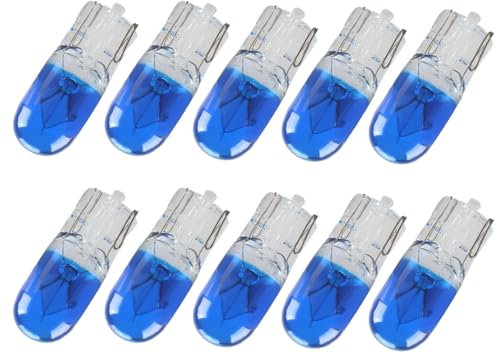 ShuoHui 10x W5W T10 12V 5W W2.1x9.5d Parking Light License Plate Lighting Glass Base Bulb Festoon Car Lamps (Blue)