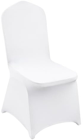 VEVOR Stuhlhussen aus Elastischem Spandex, Universell Passender Stuhlbezug, Abnehmbare & Waschbare Schonbezüge, für Hochzeiten, Feiertage, Bankette, Partys, Feiern, Essen (12 Stück, weiß)