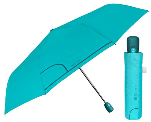 PERLETTI Regenschirm Damen Automatik Auf Zu Lichtblau Blau - Frauen Taschenschirm Sturmfest Windischer - Reise Mini Regen Schirm Klein Kompakt Taschenregenschirm - Durchmesser 98 cm (Türkis)