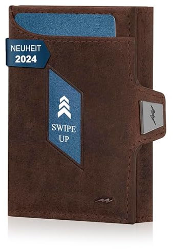 Marc Peter® Jupiter Braun Hunter Leder Slim Wallet mit Münzfach | Kleines Portemonnaie für Herren mit RFID | Kompaktes Portmonee | Mini Geldbörse für Männer | Kreditkartenetui für bis zu 11 Karten