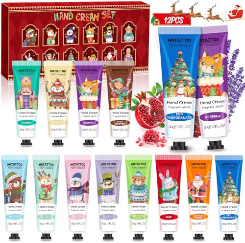 NLMWTI Handcreme Set, 12 Pack Handcreme Mini Weihnachten für Sehr Trockene Hände, Handcreme Weihnachten Set, Weihnachtsgeschenke, Handcreme Geschenkset für Frauen,Männer,Mama,Weihnachten,Geburtstags