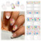NATOSU 20 tiras de gel para uñas de gel con diseño de flores francesas, endurecidas por rayos UV, para uñas de casa, para manualidades