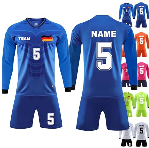 Personalised Football Long Sleeve Kit for Kids Adults Custom Football Shirt Soccer Jersey Girls Football kit American Football Jersey England Shirt Kids Personalized Football kit Kids