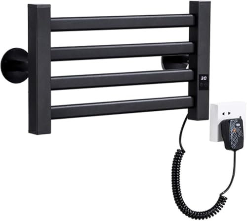 Wrobelax Electric Heated Towel Rail, Warmer Radiator, Portable Freestanding Or Wall Mounted, Comply with CE certification(Color:Black 1)