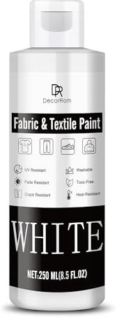 Pintura de tela blanca, 250ml de cubiertas de tela blanca, para ropa permanente, no tóxica, para pintura de tela de bricolaje, pintura de ropa, zapatos de cuero, jeans