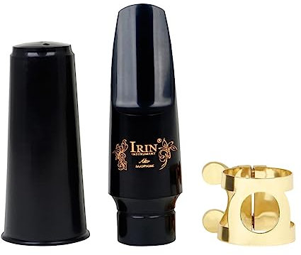 Saxophon-Mundstück-Set ABS 4C Mundstück Bakelit Gold lackierte Blattschraube geeignet für Anfänger und Fortgeschrittene