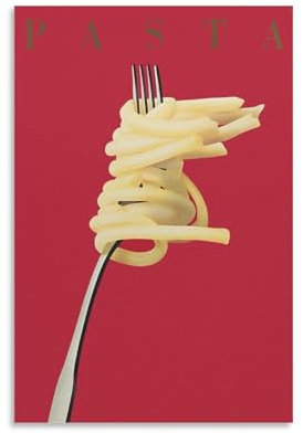 FUPMTKLT Pasta-Wandkunst, Vintage-Poster, Kunst, Spaghetti-Wandkunst, Poster, Pasta auf Gabel, Feinschmecker, Retro-Wanddekoration, Poster, Leinwand, Poster, Schlafzimmer, Dekoration, Landschaft,