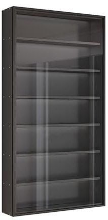 Vitrine murale à 4/5/6/7 niveaux avec porte en verre pour salon, chambre à coucher, étagères de rangement, organiseur d'objets de collection, noir, 40 x 12,5 x 82,8 cm