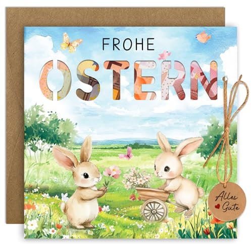 Luckeey Ostern Geschenke, Geldgeschenk Ostern, Osterkarten mit Umschlage Frohe Ostern Hohles Design, GeldgeschenkKarte Ostergeschenke Osterdekoration