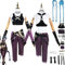 bbganlian Anime Arcane Season 2 Jinx Cosplay Kostüm Outfit Rollenspiel Caitlyn Uniform Komplettes Set Halloween Party Karneval Dress Up Anzug mit Perücke Kopfschmuck für Damen (S)