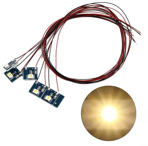HEIBTENY 5 Stück 12V LEDs Für Modellbau Für Die Innenbeleuchtung Von Modelleisenbahngebäuden Für OO HO Warmweiß Kaltweiß(Warm Light)