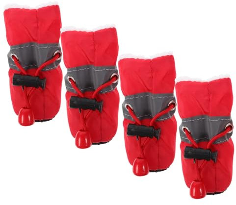 EXHUMKY 4stücke rutschfeste Hundeschuhe Teilig wasserdichte Pet Shoes Für Kleine Und Mittelgroße Hunde Atmungsaktiv Mit Kordelzug Idealer Pfotenschutz Für Winter Und
